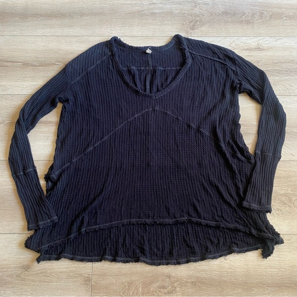 Free People Sunset Park Thermal waffle knit black - Picture 3 of 5